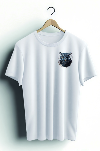 Zestia Tricou unisex, Animale, Imprimeu cu bufniță, Regular, Tricou alb Nr.:0...