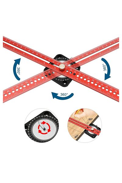 BGA Carpenter 360 Degree Compass Ruler Angle Finder Protractor Ruler Circle Drawing Ruler