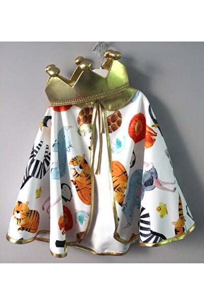 MudMarks Safari Desenli Kostüm Pelerin ve Taç Seti