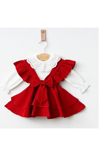 Minoss Baby Kız Bebek Kırmızı Love Kurdeleli Elbise