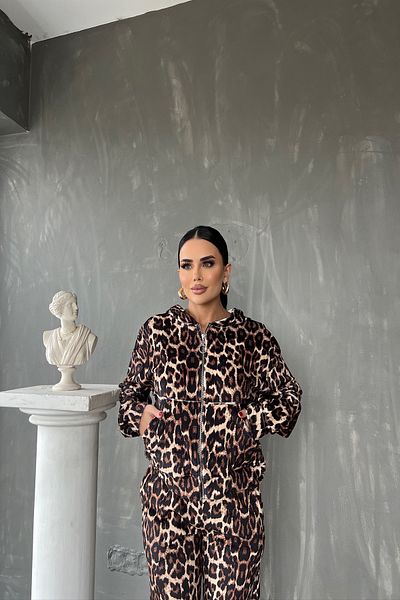 kamacibutik Σετ αθλητικής φόρμας με κουκούλα Leopard Print
