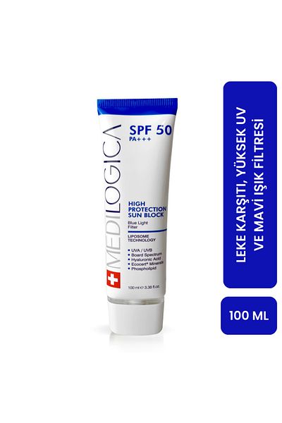MEDILOGICA High Protection Sun Block 100ml Spf50+Facial Sun Cream for All Skin Types 100 ml