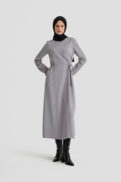 Armine Γκρι Φόρεμα Wrap - Μοντέλο Ort9230