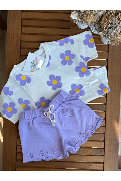 Baby BabyAden Flower Štampano majica Pamuk komada set kratkih hlača za devojčice