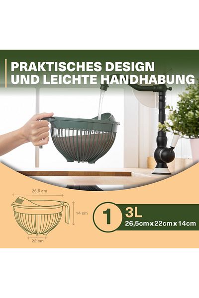 Viwares Linea Messieb – Praktisches Sieb mit Griff in Grün (3 Liter)