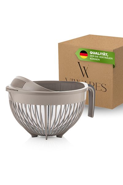 Viwares Linea Messieb – Praktisches Sieb mit Griff in Beige (3 Liter)