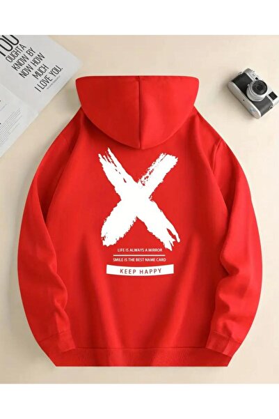 caddekombin Hanorac Keep Haapy cu model, cu 2 fire, cu glugă și buzunar