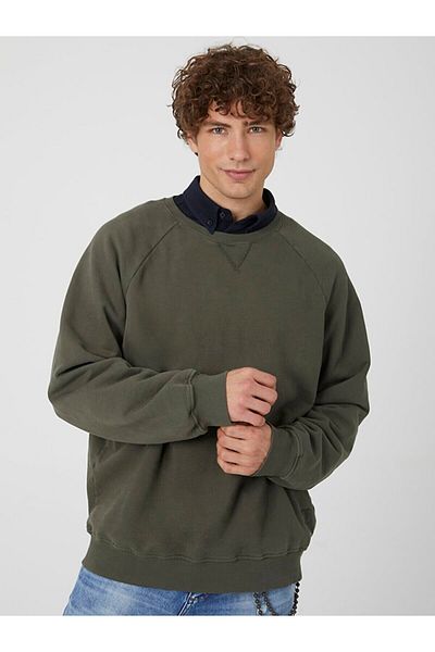 Ltb Pale Effect Crew Neck Green Sweatshirt