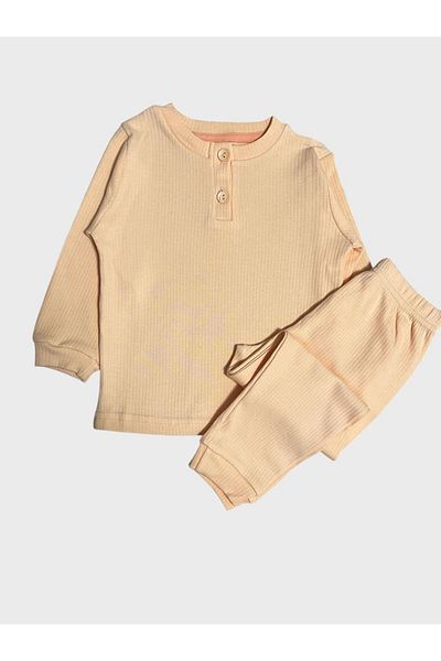 elmas kids Σετ πιτζάμες με μακρυμάνικο γιακά με κουμπιά από βαμβακερό ύφασμα για κορίτσια