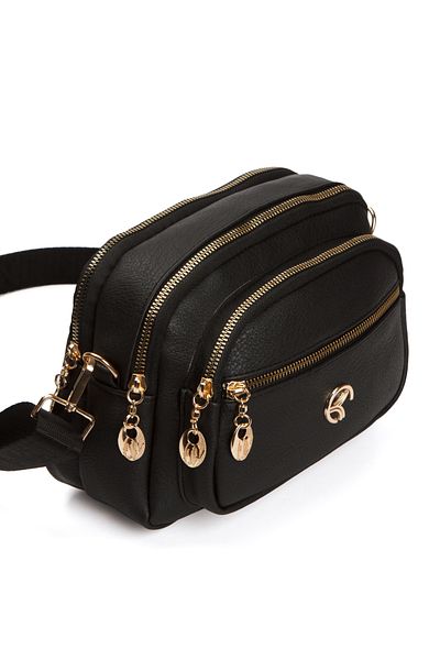 Adelina Bags Geantă de umăr Daily Tan și neagră cu curele încrucișate pentru femei, 2 bucăți