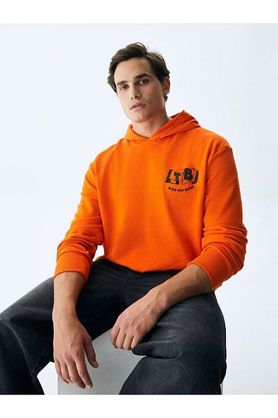 Ltb Logo Hooded Orange Sweatshirt