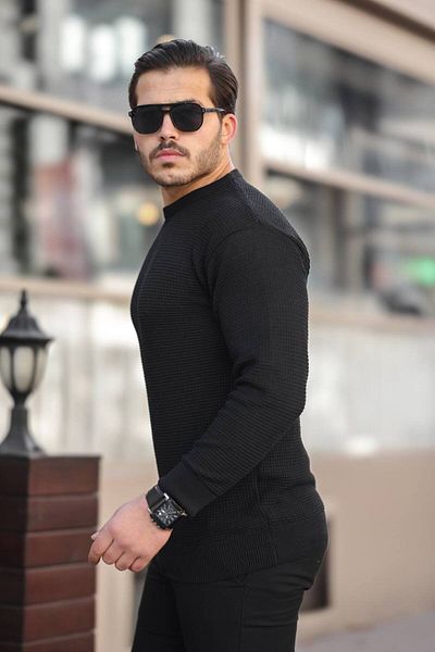 ROBERTO BORNOVA Pulover tricotat cu decolteu cu model pătrat