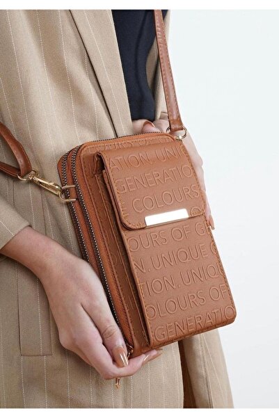 Butik Brown crossbody women's phone bag and wallet