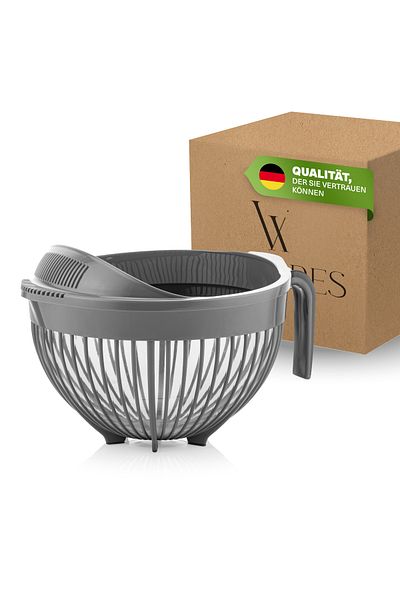 Viwares Linea Messieb – Praktisches Sieb mit Griff in Grau (3 Liter)