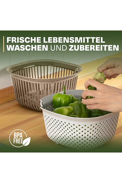 Viwares Linea Eckige Schüssel mit Sieb – Praktische Lösung zum Waschen und Aufbewahren 4LT