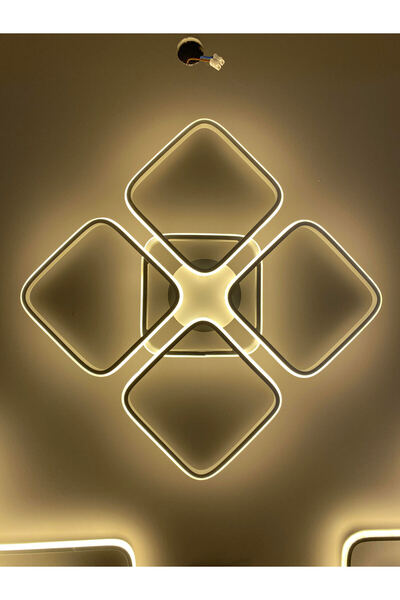 Zeya Lighting Yüksek Aydınlatmalı Kare Beyaz Tavan Plafonyer Led avize, 3 Renk Aydınlatma