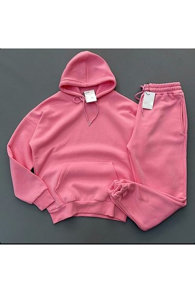 DWN WEAR Pamut 3 szálas uniszex túlméretes téli tréningruha szett - hosszú ujjú