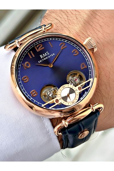 Romanson Men Wrist Watch with Automatic Mechanism 5 Atm Waterproof Leather Band Steel Case 1267.06