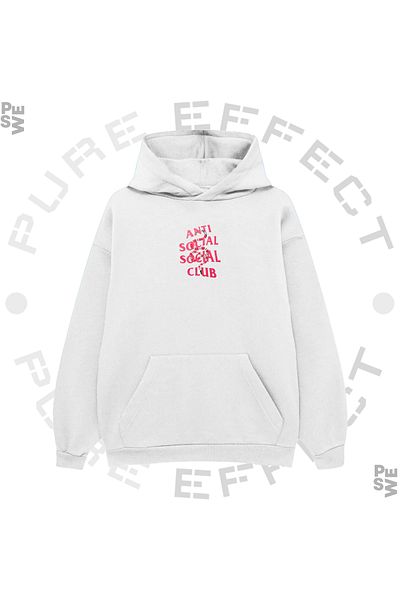 PURE EFFECT ANTI SOCIAL CLUB - ΡΟΖ SNAKE Φούτερ με κουκούλα με στάμπα Unisex 100% βαμβάκι
