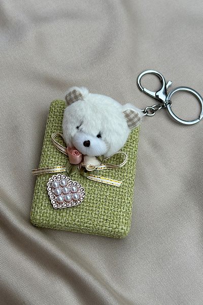yucelique Oglindă premium pentru ursuleț de pluș lucrată manual - breloc și ornament pentru geantă (8 cm x 6 cm)