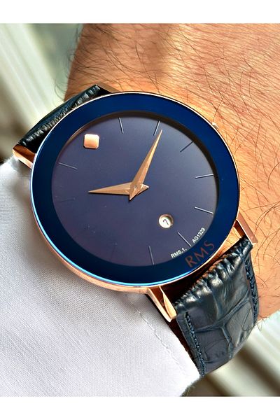 Romanson Special Design Leather Cord Steel Case Men's Wrist Watch 1329.04