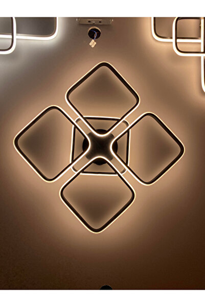 Zeya Lighting Yüksek Aydınlatmalı Kare Siyah Tavan Plafonyer Led avize, 3 Renk Aydınlatma