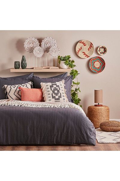 Egsen Bella Maison - Set cuvertură de pilota unică 100% bumbac Arno Antracit - 135x200 CM