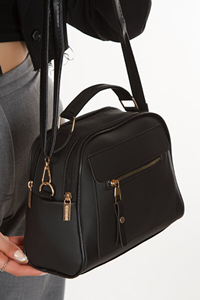 Adelina Bags Γυναικεία καθημερινή μαύρη και γκρι τσάντα ώμου 2 τεμαχίων