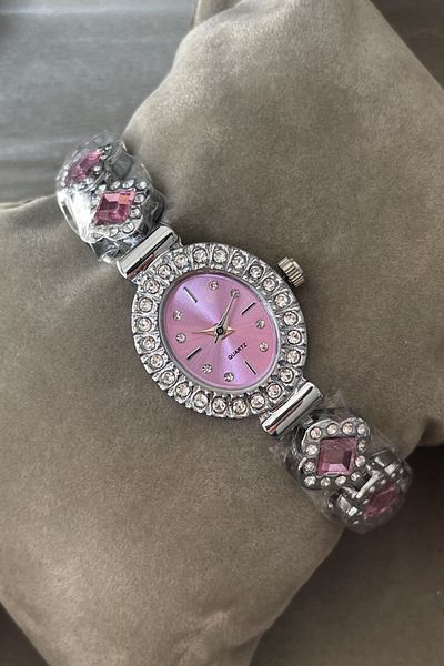 Leerybee Special Boxed Oval Women's Wristwatch with Stones Metal Band Christmas Birthday Valentine's Day Gift