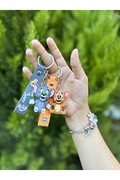 GrandeAccessory Tom Ve Jerry Silikon Çift Anahtarlığı & Çanta Aksesuarı 2 Ade...