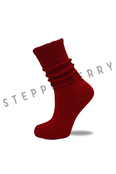 STEPPE BERRY 2 perechi de șosete roșii subțiri și slouchy pentru femei