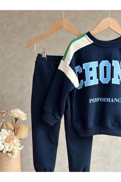Pinkitokids Navy Blue Unisex Tracksuit Set