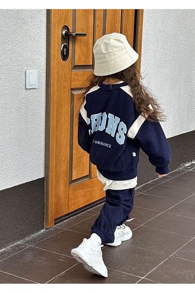 Pinkitokids Navy Blue Unisex Tracksuit Set