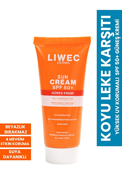 LIWECDERMA Güneş Kremi Yüz & Vücut Spf 50 50 ml – Yüksek Koruma, Hafif Nemlen...