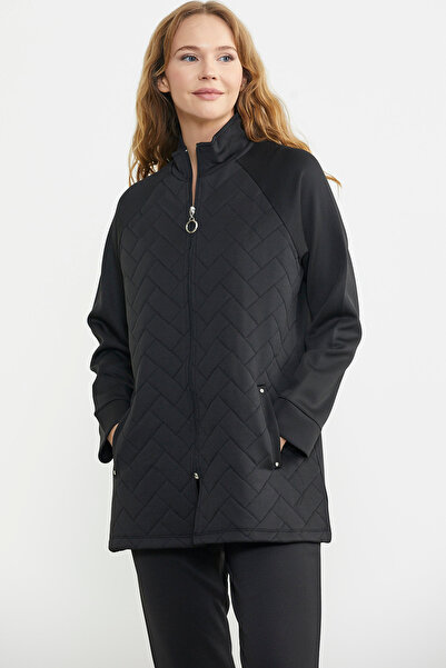 Sementa Φόρμα αθλητικής φόρμας με καπιτονέ συνδυασμό με φερμουάρ - Μαύρο