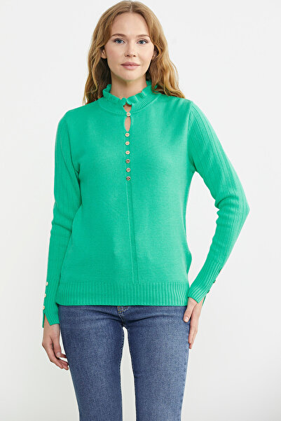 Sementa Трикотажний светр з металевими ґудзиками - зелений