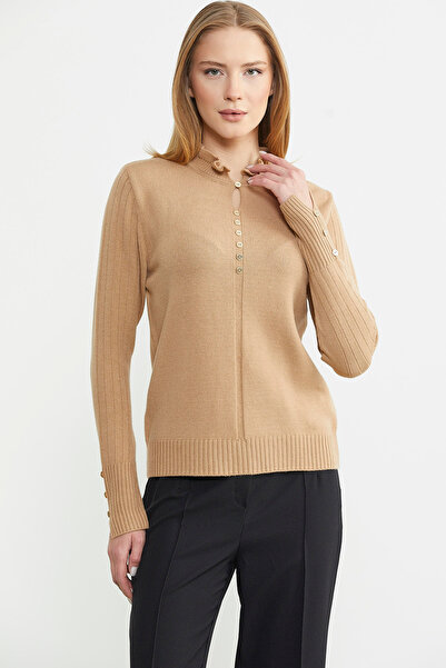 Sementa Πλεκτό πουλόβερ με μεταλλικό κουμπί - Kamel