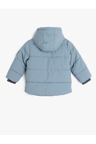 Koton Fleece Lined Puffer Jacket with Hooded Snap Detail