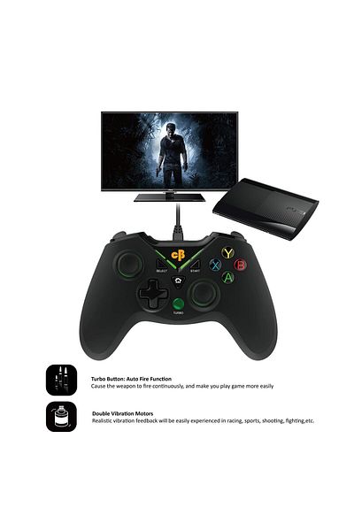 Cosmic Byte C1070t Gamepad | Black | Wireless | For Pc/ps3 | Enhanced Grip | Double Triggers