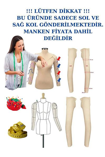 Manken İstanbul Sponge Complete Needle Sinkable Portable Left and Right Size 36/38/40 Compatible Proofing Manikin Handle