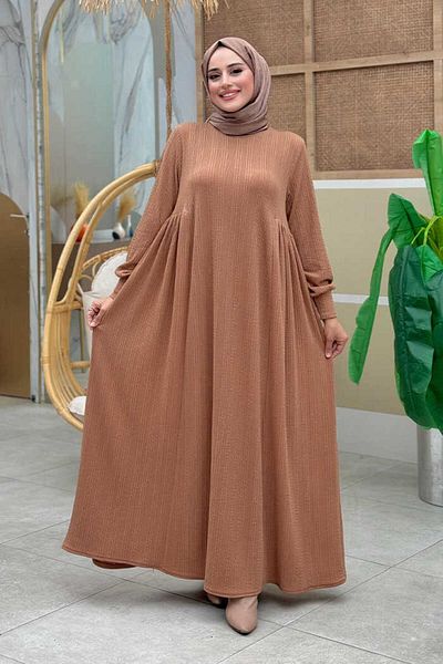 Bym Fashion Πλεκτό φόρεμα Mink Colored 6026 Model - Συρμένο στα πλαϊνά