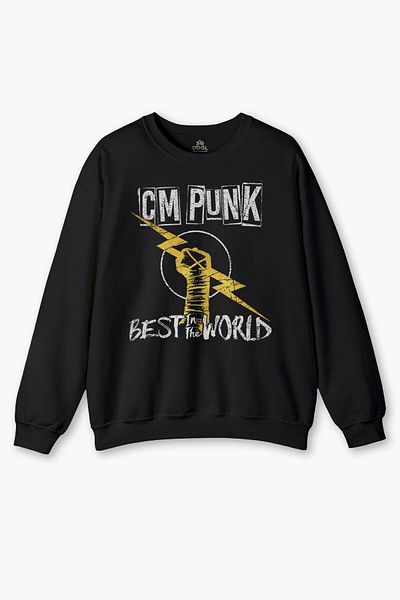 so cool Cm Punk Karma - Best in the World Crew Neck Black Printed Sweatshirt