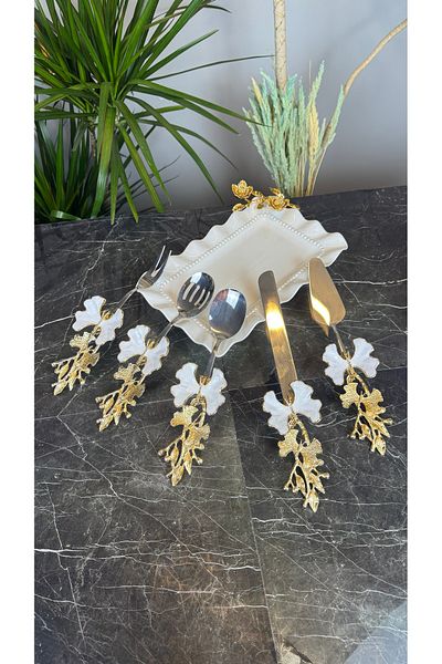 MAY HOME White Butterfly 5 Piece Serving Set