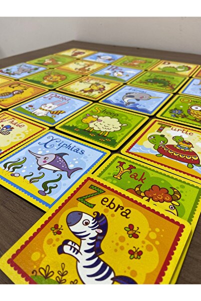 Leelii Tasarım English Alphabet Training Kit - Wooden English Learning Cards