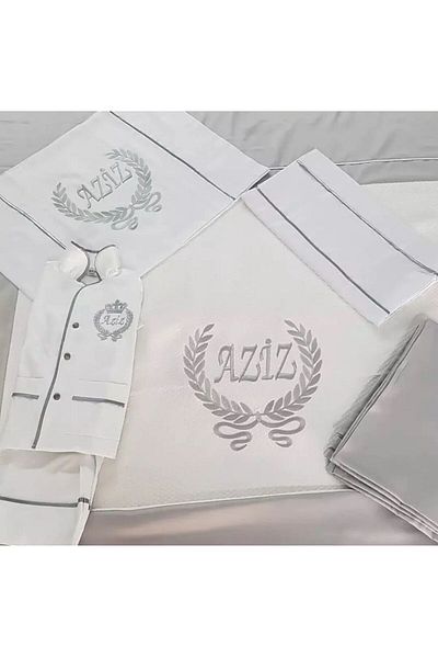 YASOM TASARIM Name-Customized Embroidered Pique Set with Hat Set 5 Pieces