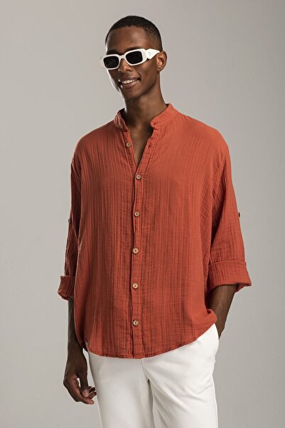 hateko × Summer People Unisex πουκάμισο μουσελίνας από 100% βαμβακερό πλακάκι