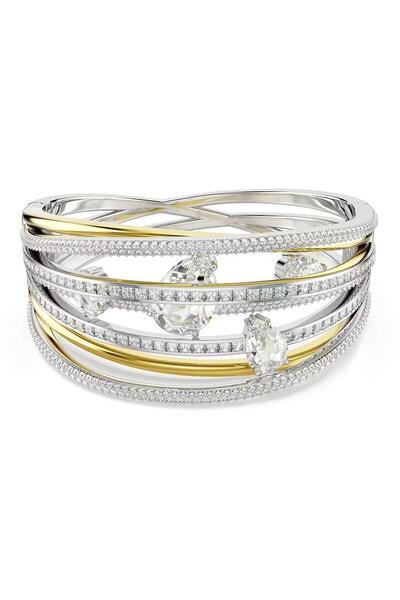 Swarovski Bilezik Hyperbola bangle, Mixed cuts, White, Mixed metal finish