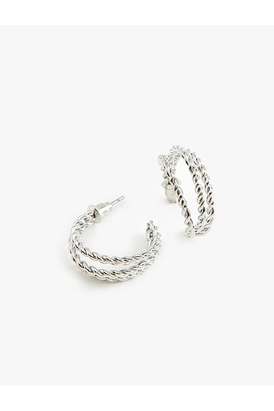 Koton Hoop Earrings Twist Three Rows