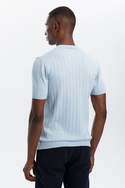 hateko Tricou din tricotaje cu jumătate de fermoar albastru baby