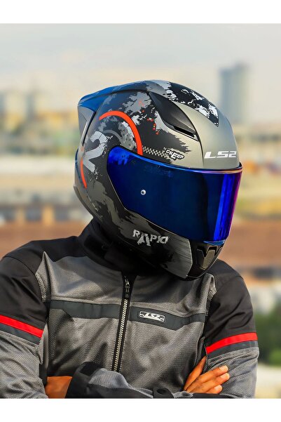 LS2 RAPID 2 CIRCLE MAT SİYAH-KIRMIZI KASK + SPOILER